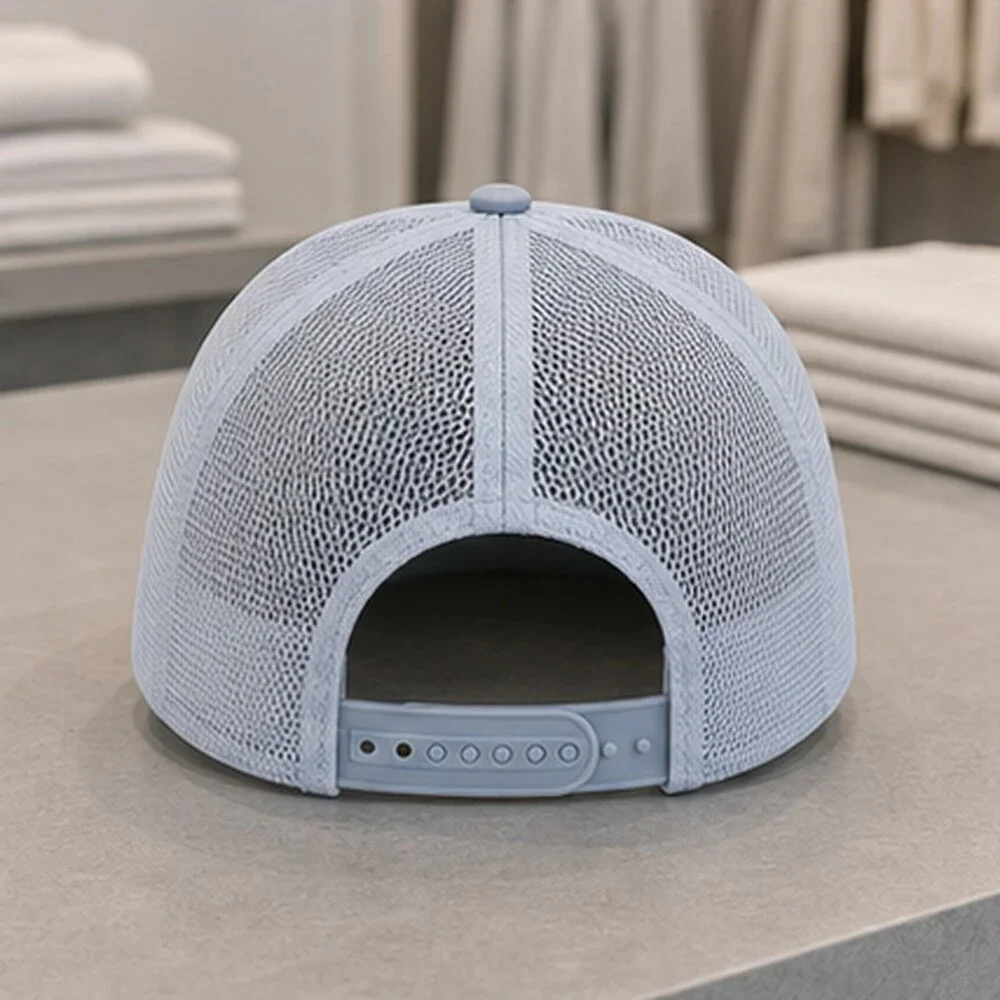 ALO Yoga Mist Blue Gray Travel Mesh Trucker Cap Hat Sporty